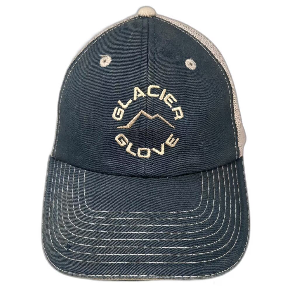 Glacier Glove Blue Beige Baseball Cap Hat OS Embroidered Mountain Logo Strapback
